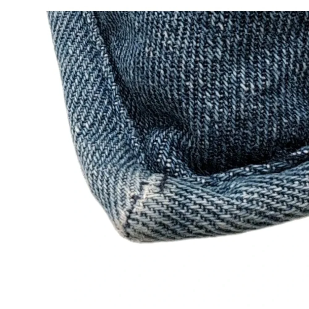 Blue Denim Embroidered Paisley Throw Pillow Rectangle Zipper Closure Boho 18x12